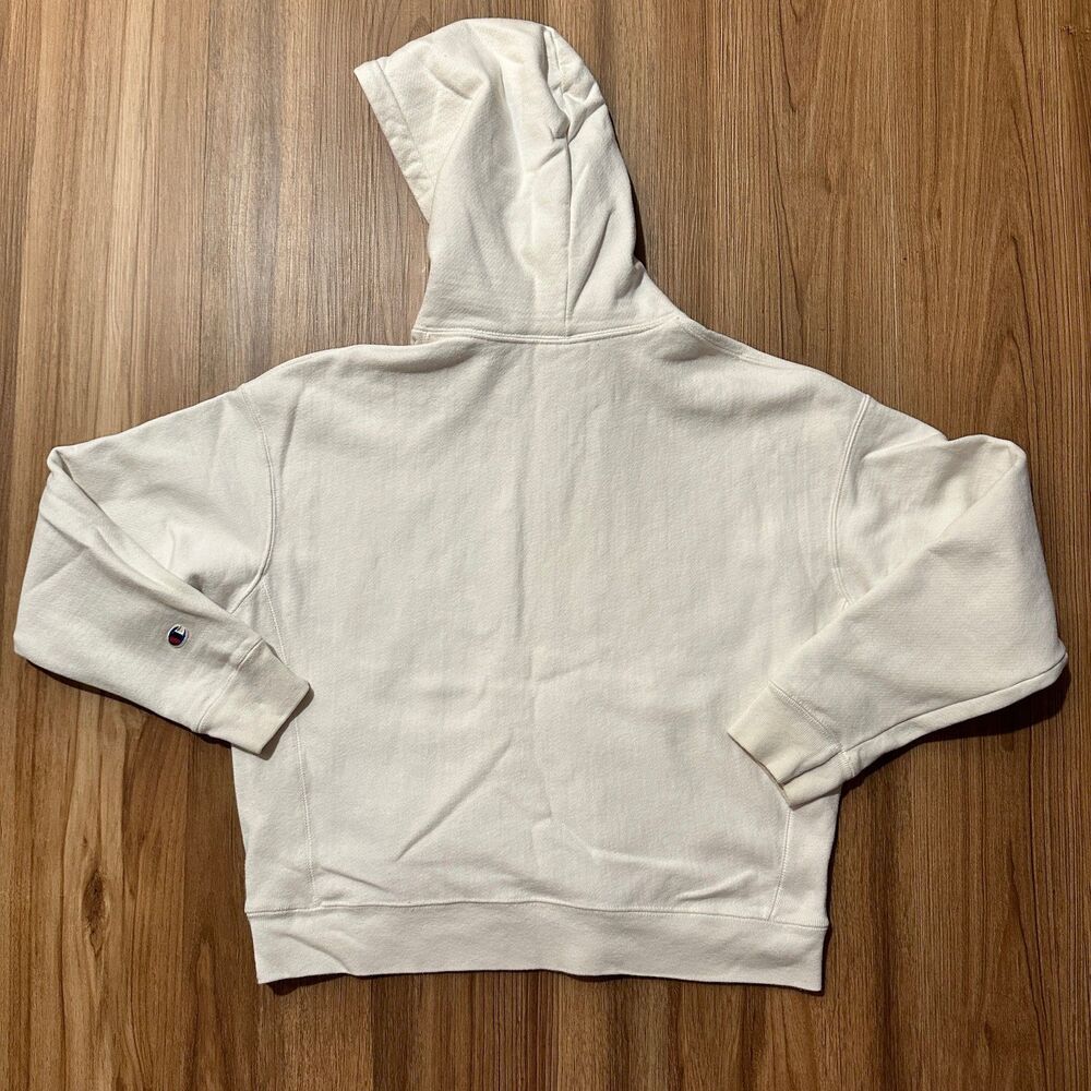 Champion Reverse Weave Women's XL Pullover Cropped Boxy White Sweatshirt Hoodie - Picture 2 of 6